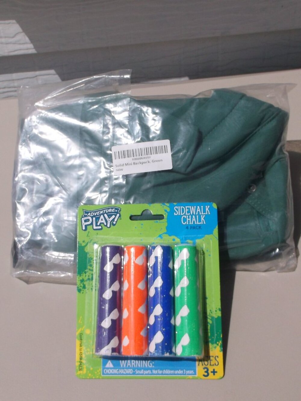 NWT Lightweight Green Premium Mini Backpack + One NWT Four Pack Sidewalk Chalk. - Picture 2 of 5